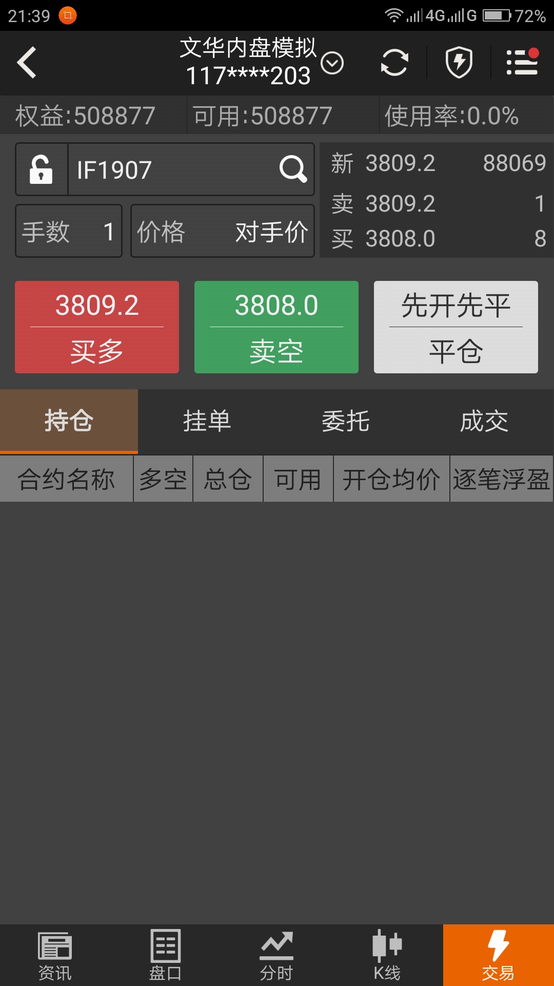 沪深300股指期货if1907模拟比赛一个月,请你一起来玩
