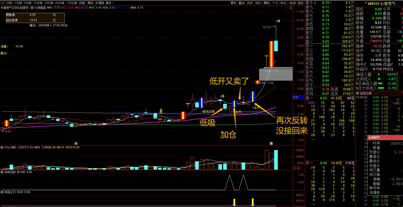 20cm 突破回踩主升,龙回头主升,试仓 半路 打板