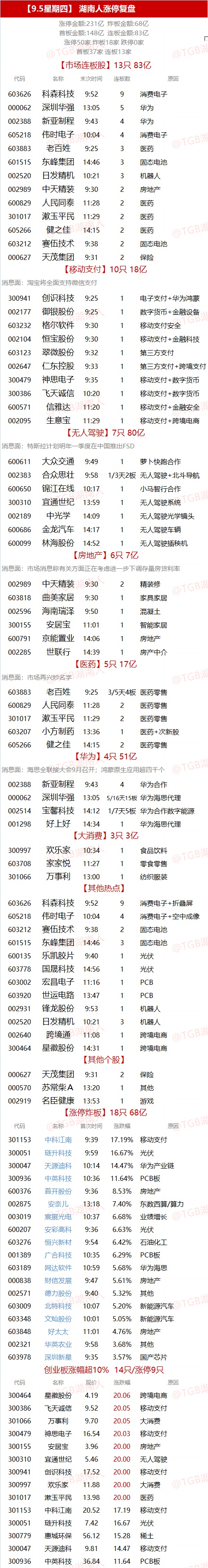 9.5湖南人涨停复盘